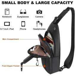 Men Anti Theft Sling Bag Waterproof Chest Bag Crossbody Shoulder Backpack USB Headphone Hole Travel Daypack