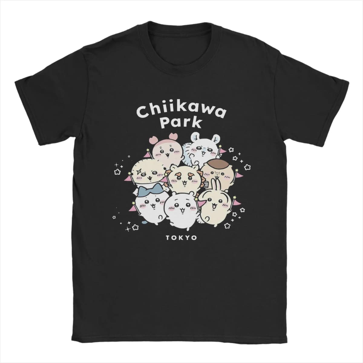 Chiikawas and Friends T-Shirt for Men Funny Pure Cotton Tee Shirt Crewneck Short Sleeve T Shirt Summer Clothes
