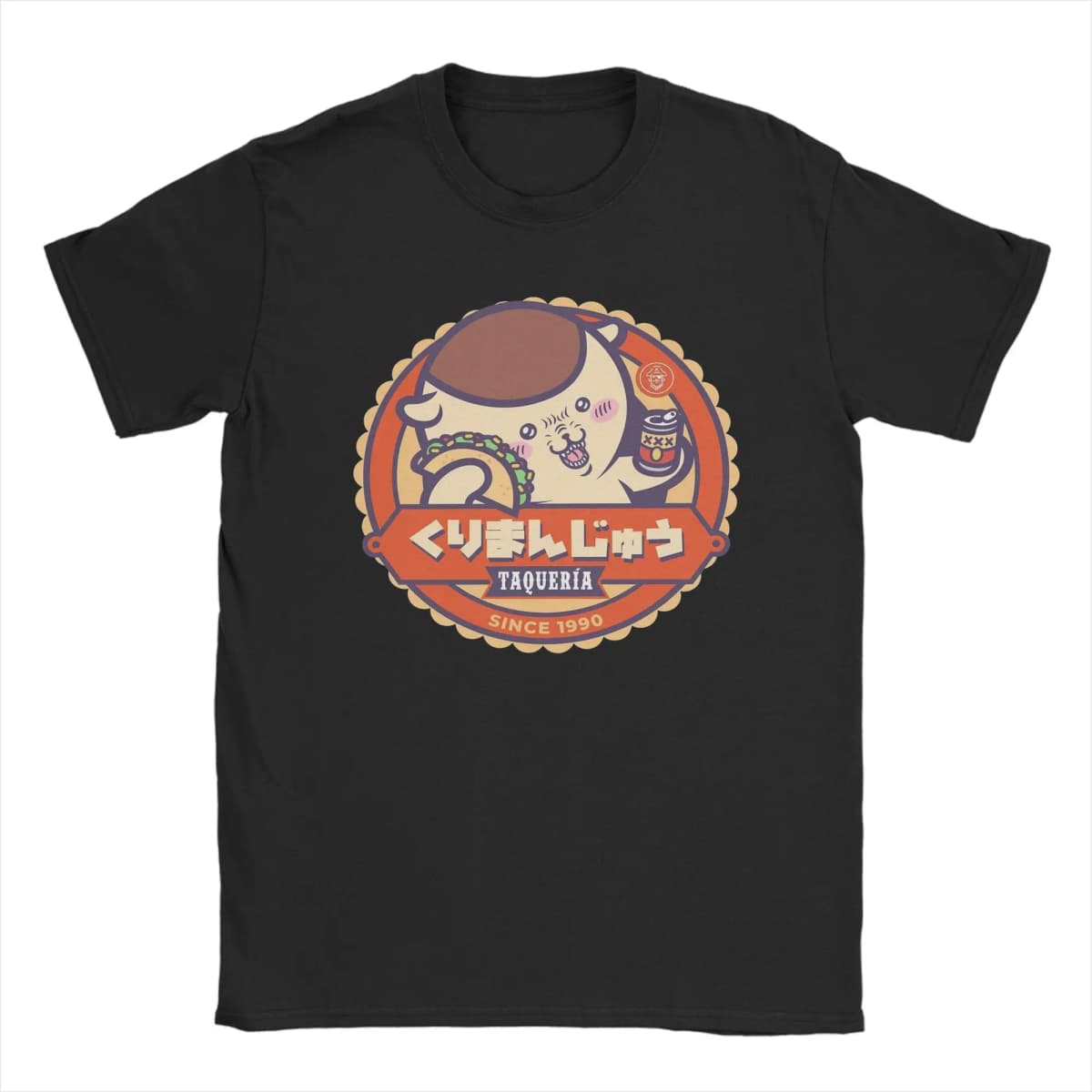 KURIMANJU TACO Chiikawas T Shirts for Men 100% Cotton Vintage T-Shirt O Neck Tees Short Sleeve Clothes Unique