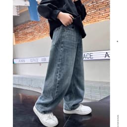 5-14Y Boys Jeans Pants Spring Kids Wide Leg Straight Trousers Autumn Loose-Fit Casual Trousers Children's Trendy Sweatpants