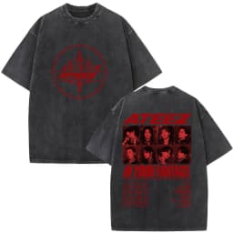 Korean Kpop ATEEZ Mingi 2026 World Tour in Your Fantasy Vintage Washed T-shirts Men Women Clothing Fashion Cotton Casual T-shirt