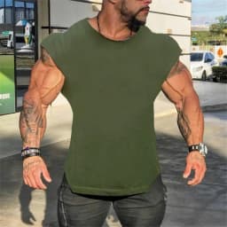 Plain Mens Casual Fitness Tank Tops Gym Bodybuilding Muscle Training T-Shirts Summer Cotton Loose Breathable Sleeveless Singlets