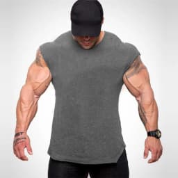 Plain Mens Casual Fitness Tank Tops Gym Bodybuilding Muscle Training T-Shirts Summer Cotton Loose Breathable Sleeveless Singlets