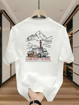 Summer 100% Cotton Men's T Shirt Soft Breathable Fabric Fashionable Train Pattern Comfortable Fit Suitable Daily Home Wear