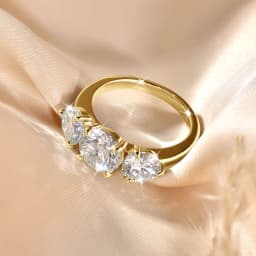 OXTAO 3 Stone Moissanite Engagement Rings for Women 14K Gold Filled 6.5mm VVS1 D Wedding Rings Jewelry Anniversary Gifts