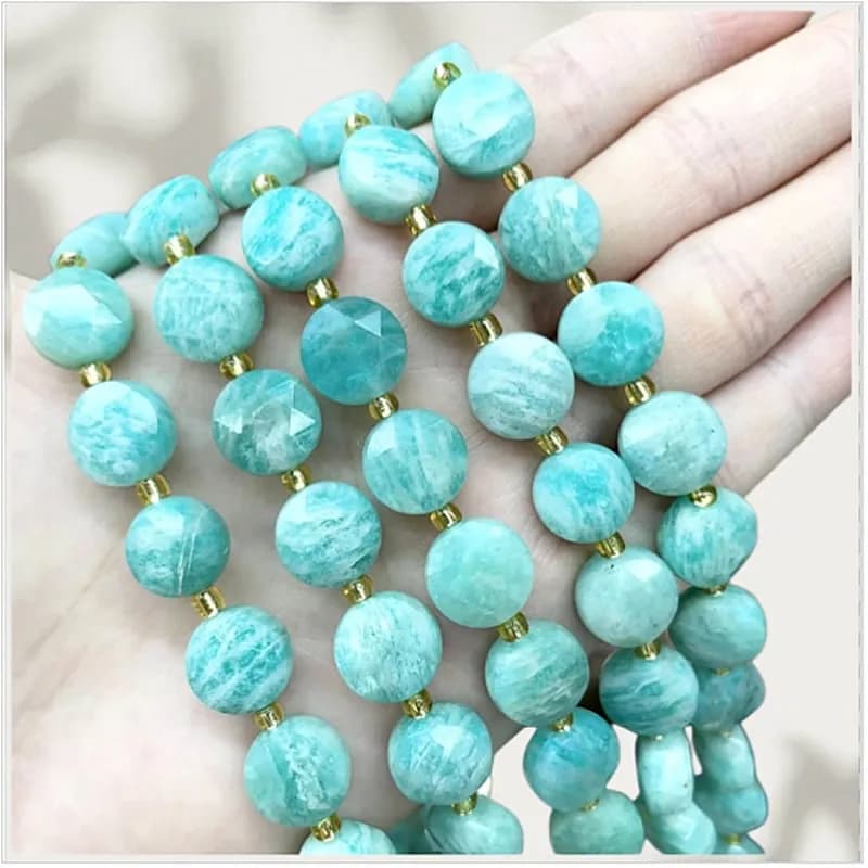 New 10MM Natural Tiger Eye Amazonite Moonlight Round Cake Loose Interval Beads DIY Jewelry Making Bracelet Necklace Accessories