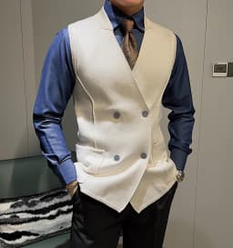Men 2025 Autumn Winter New Double-breasted Knitted Vest Male V-neck Sleeveless Coats Mens Solid Color Sweater Waistcoat M22