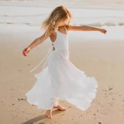 2026 Nordic Girls Spring Summer Cotton Linen Backless Bohemian Lace Mid Length Children Vest Dress