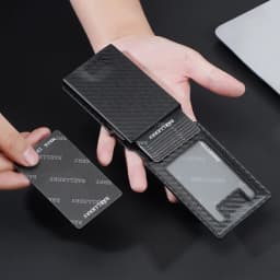 New RFID Men Card Wallets High Quality Carbon Fiber Magnetic Card Bag Photo Holder Male Pop-up Card Clips