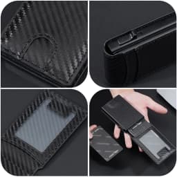New RFID Men Card Wallets High Quality Carbon Fiber Magnetic Card Bag Photo Holder Male Pop-up Card Clips