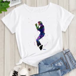 Women's Summer Shirt Pop King Michael Jackson Women's Printed Shirt Harajuku Casual White Top Women's Trendy Rock Shirt