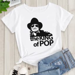 Women's Summer Shirt Pop King Michael Jackson Women's Printed Shirt Harajuku Casual White Top Women's Trendy Rock Shirt