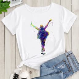 Women's Summer Shirt Pop King Michael Jackson Women's Printed Shirt Harajuku Casual White Top Women's Trendy Rock Shirt