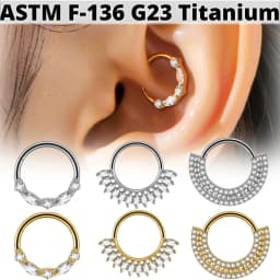 1PC Pure Titanium G23 Septum Ring Nose Clip CZ Earrings Hoop 16G Conch Ear Cartilage Tragus Lobe Body Piercing Jewelry