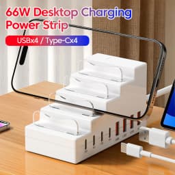 4USB 4Type-C Power Strip USB C Charger Socket 8 Port Fast Charging Charger With Phone Stand Holder For iPhone Xiaomi Huawei