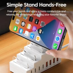 4USB 4Type-C Power Strip USB C Charger Socket 8 Port Fast Charging Charger With Phone Stand Holder For iPhone Xiaomi Huawei