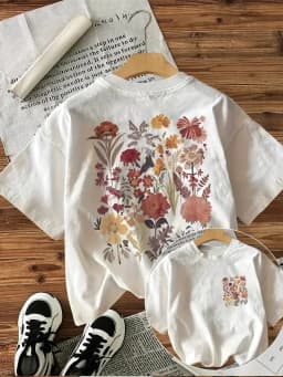 Flower T-Shirt Female Funny T Shirts Korean Fashion Graphic Tees Tops Women Clothing Natureinspired Design Aesthetic Clothes