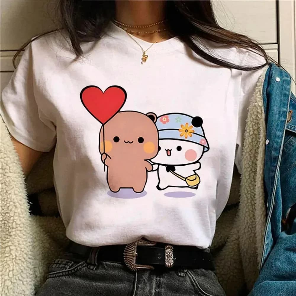 Bubu Dudu Female Designer Anime Cute Girl Pattern Fun Harajuku Summer Breathable Top Harajuku Sleeve Casual Aesthetic Clothes