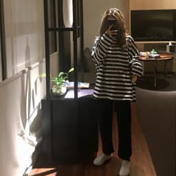 2026 New Arrival Stylish Fashionable Black-and-White Striped Back-to-School Oversized Crew Neck Long-Sleeve T-Shirt