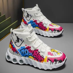 Spring and Autumn New Style Color-Blocking Trendy Running Shoes, Large Size Men's Shoes, High-Top Thick-Soled Casual Shoes, Versatile Sports Shoes