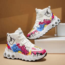 Spring and Autumn New Style Color-Blocking Trendy Running Shoes, Large Size Men's Shoes, High-Top Thick-Soled Casual Shoes, Versatile Sports Shoes