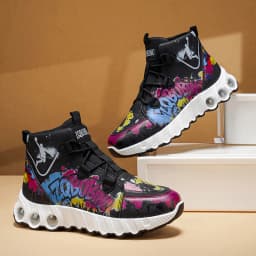 Spring and Autumn New Style Color-Blocking Trendy Running Shoes, Large Size Men's Shoes, High-Top Thick-Soled Casual Shoes, Versatile Sports Shoes