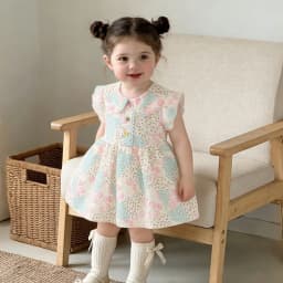 Sweet Lovely Summer New Baby Girl Dress Flower Print Birthday Party Princess Dress Children's Clothing 9 Months - 4 Years Old