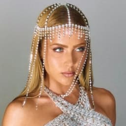 Flash Rhinestone Cap Headpiece Fringe Mesh Full Rhinestone Inlay Crystal Head Chain Retro Style Personalized Tassel Headband
