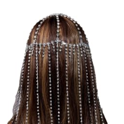 Flash Rhinestone Cap Headpiece Fringe Mesh Full Rhinestone Inlay Crystal Head Chain Retro Style Personalized Tassel Headband