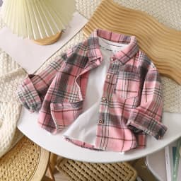 Boys' Sweatshirts Long Sleeve Autumn Plaid Shirt Children's Retro Color Matching Cardigan New Style Lapel Top Jacket for Girls