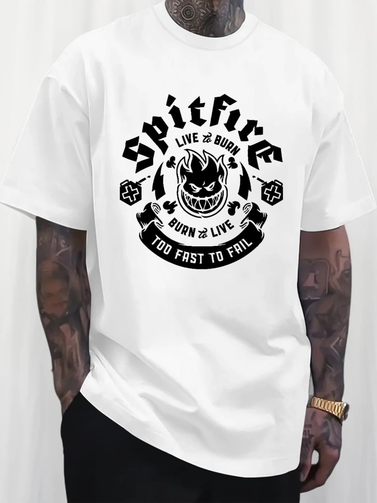 Summer Men's 100% Cotton Casual Loose Letter Pattern Printed Comfortable Sports Round Neck Short Sleeved T-Shirt Top