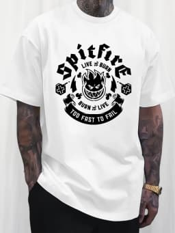 Summer Men's 100% Cotton Casual Loose Letter Pattern Printed Comfortable Sports Round Neck Short Sleeved T-Shirt Top