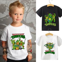 Nickelodeon Latest model Ninja Turtles cartoon anime cotton T-shirt for children in summer, cute and cool top
