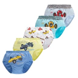 5-Pack Boys Underwear Soft Cotton Boys Briefs Cartoon Race Cars Kids Panties Breathable Knickers For Boys Exquisite Box Package