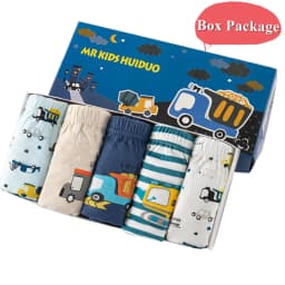 5-Pack Boys Underwear Soft Cotton Boys Briefs Cartoon Race Cars Kids Panties Breathable Knickers For Boys Exquisite Box Package