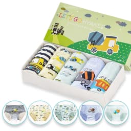 5-Pack Boys Underwear Soft Cotton Boys Briefs Cartoon Race Cars Kids Panties Breathable Knickers For Boys Exquisite Box Package