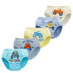 5-Pack Boys Underwear Soft Cotton Boys Briefs Cartoon Race Cars Kids Panties Breathable Knickers For Boys Exquisite Box Package