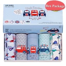 5-Pack Boys Underwear Soft Cotton Boys Briefs Cartoon Race Cars Kids Panties Breathable Knickers For Boys Exquisite Box Package