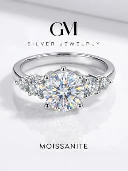 925 Sterling Silver Fashion Real 1CT Certified Moissanite Diamond Engagement Rings for Women Wedding High Quality Fine Jewelry