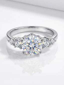 925 Sterling Silver Fashion Real 1CT Certified Moissanite Diamond Engagement Rings for Women Wedding High Quality Fine Jewelry
