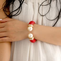 10 Colors Boho Personalized Double Pearls Cuff Bangle for Women Party Bracelet Engagement Accessory Rhinestone Bangles Jewelry