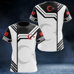3D Print Turkey Flag Sport Quickdry Breathable Men Women TShirt Outdoor Football Jersey Team Loose Parent-child Short Sleeve Top