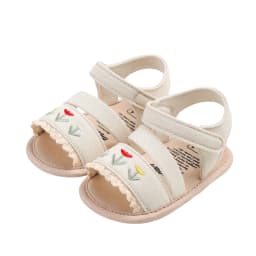 Infant Baby Girls Summer Sandals Elegant Satin Bow and Pearl Decor Princess Dress Shoes with Closed Back Support
