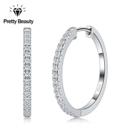 Pretty Beauty 23mm Moissanite Hoop Earrings S925 Sterling Silver for Women Wedding Party White Gold Plated Fine Jewelry Gifts