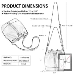 AFKOMST Leather Bucket Bags and Drawstring Crossbody Purse for Women Medium Tote and Hobo Handbags with 2 Shouder Straps