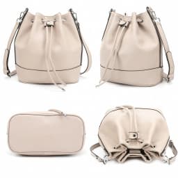 AFKOMST Leather Bucket Bags and Drawstring Crossbody Purse for Women Medium Tote and Hobo Handbags with 2 Shouder Straps