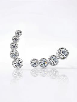Shiny 0.86CT Curve Real Moissanite Diamond Stud Earrings For Women Real Gift Dating Anniversary Jewelry