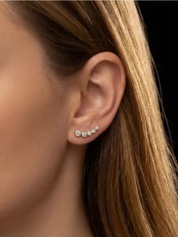 Shiny 0.86CT Curve Real Moissanite Diamond Stud Earrings For Women Real Gift Dating Anniversary Jewelry