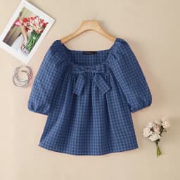 Summer Plaid Shirt Stylish Holiday Tunic Tops ZANZEA Elegant Women Square Neck Short Puff Sleeve Work Blouse Female Blusas Mujer