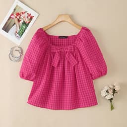 Summer Plaid Shirt Stylish Holiday Tunic Tops ZANZEA Elegant Women Square Neck Short Puff Sleeve Work Blouse Female Blusas Mujer